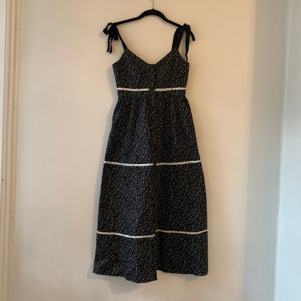 La Ligne Kate Floral Midi Sundress, XS, Black